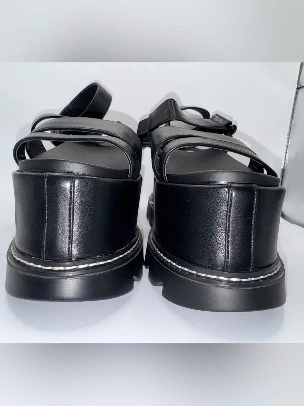 Platform Lug Sandals in Black - Chunky Strap Women’s Platforms